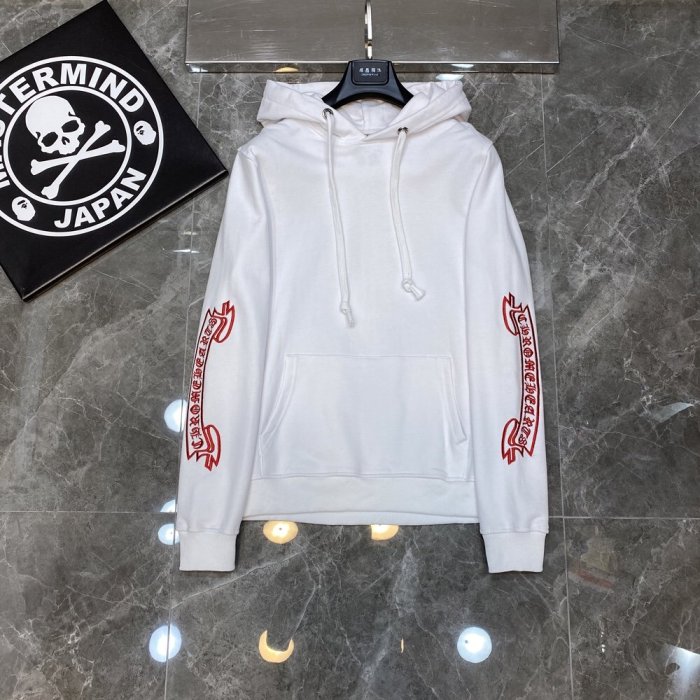 red embroidered logo hoodie