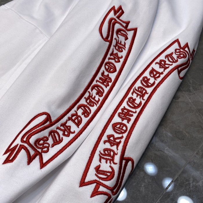 red embroidered logo hoodie