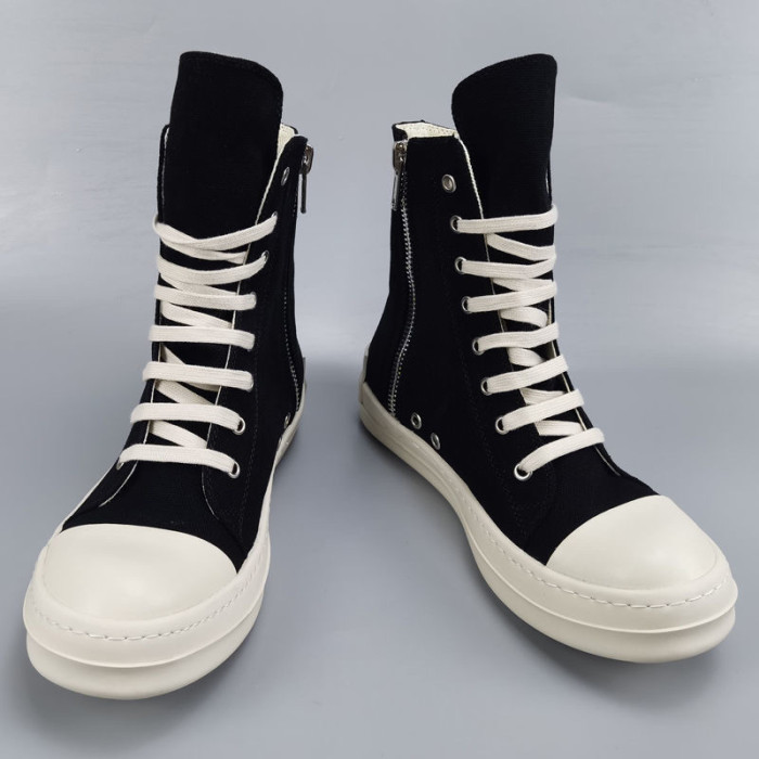 [buy more save more]High top canvas shoes with a thick sole and lettered heel