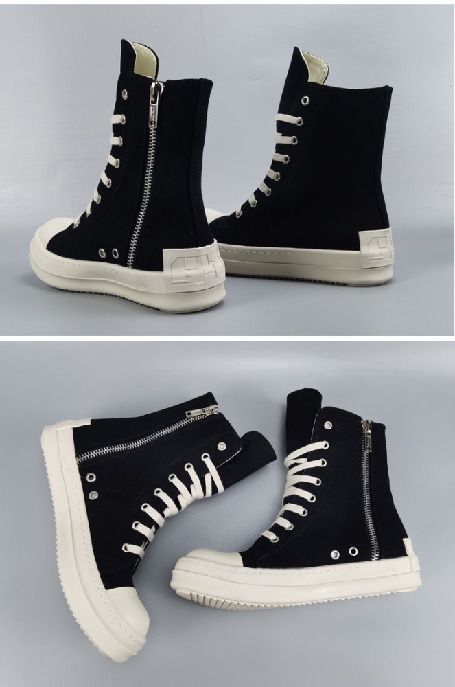 [buy more save more]High top canvas shoes with a thick sole and lettered heel