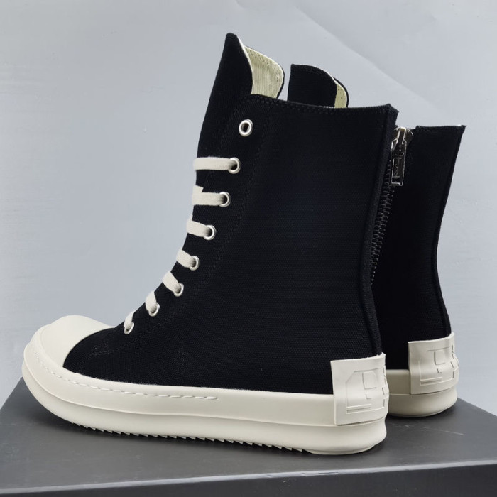 [buy more save more]High top canvas shoes with a thick sole and lettered heel