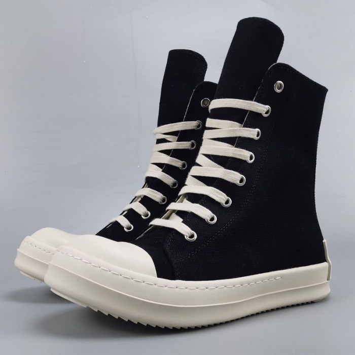 [buy more save more]High top canvas shoes with a thick sole and lettered heel