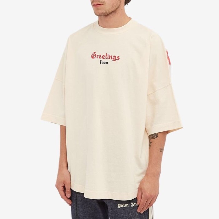 Foamed red big letter short sleeve