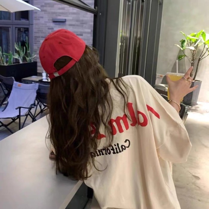 Foamed red big letter short sleeve