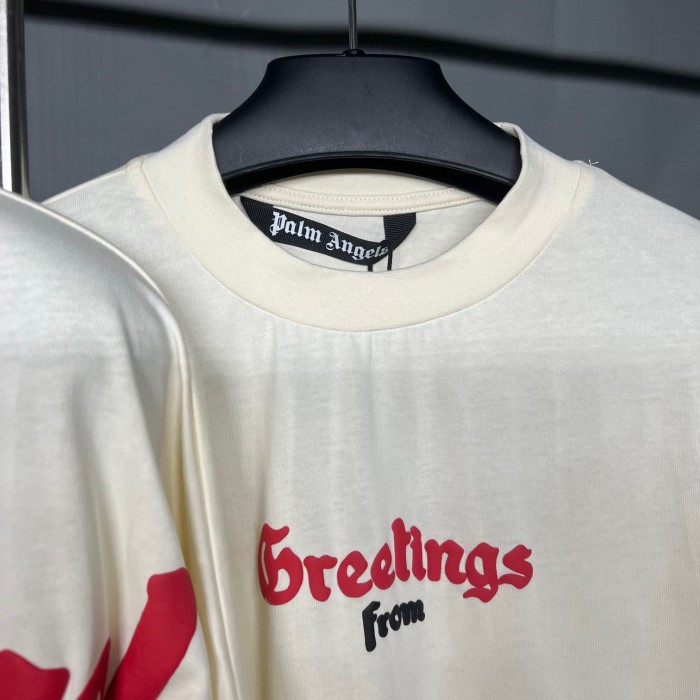 Foamed red big letter short sleeve