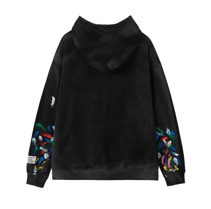 Orange monogrammed graffiti wash hoodie-
