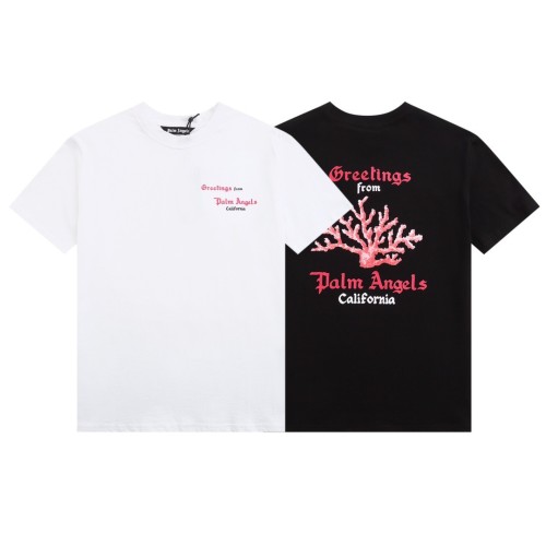 Red coral print short sleeves on the back-