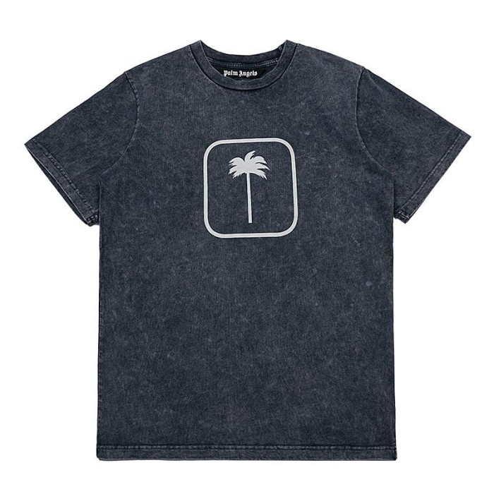 [buy more save more ]Big Coconut Print Washed Short Sleeves Grey and Black-