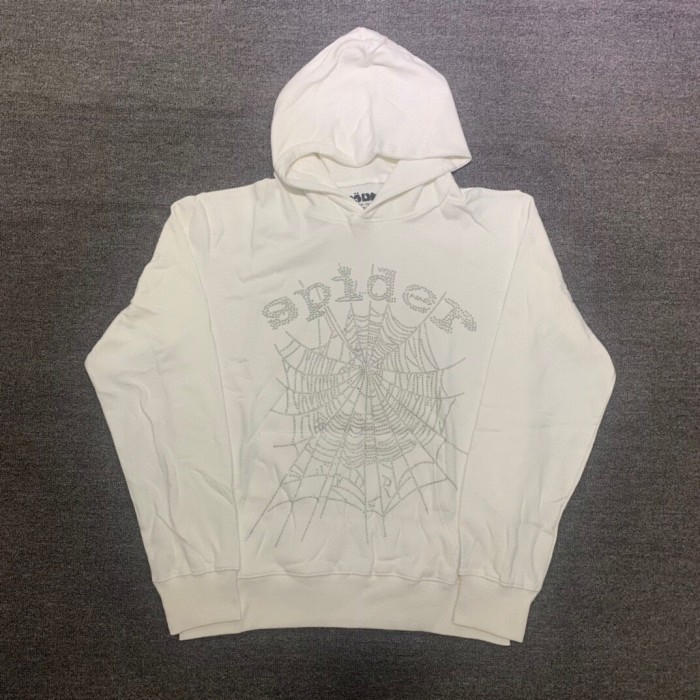 [buy more save more] Young Thug Sp5der-Shimmering cobweb hoodieBlack&White