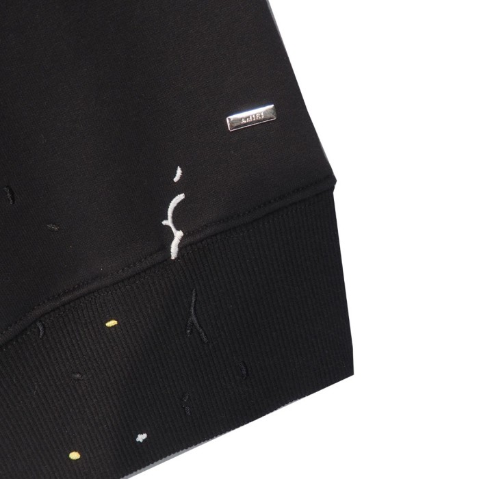 [buy more save more] Embroidery dripping letter hoodie black blue-