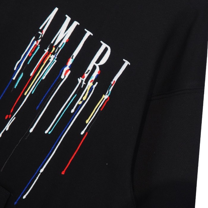[buy more save more] Embroidery dripping letter hoodie black blue-