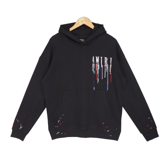 [buy more save more] Embroidery dripping letter hoodie black blue-