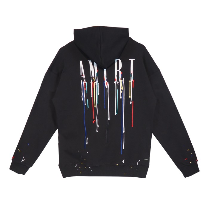 [buy more save more] Embroidery dripping letter hoodie black blue-