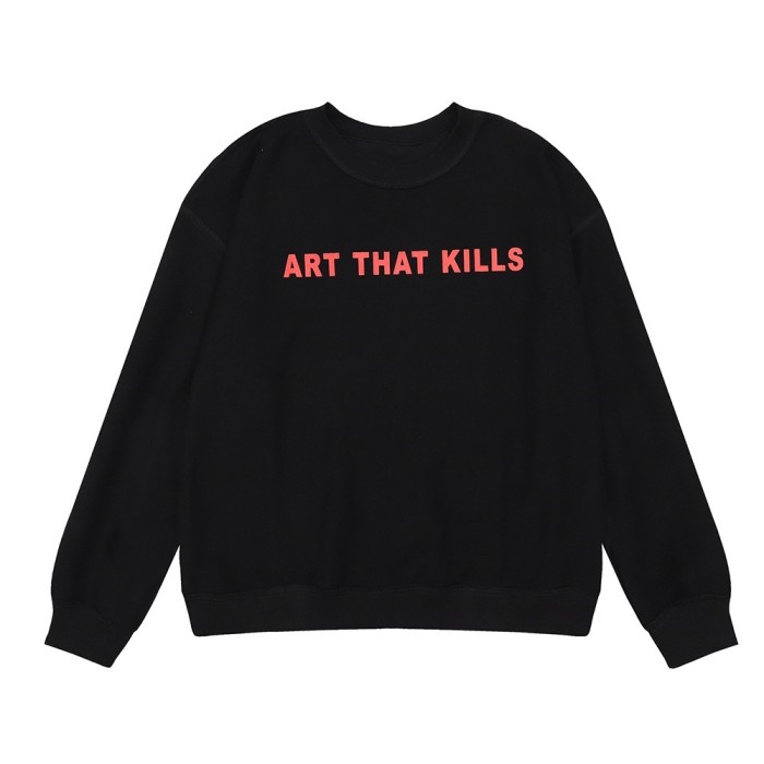 Double-sided letter round neck pullover 2 colors