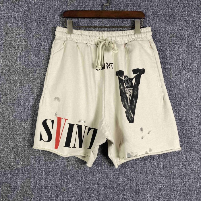 1:1 quality version Jesus big V washed shorts 2 colors