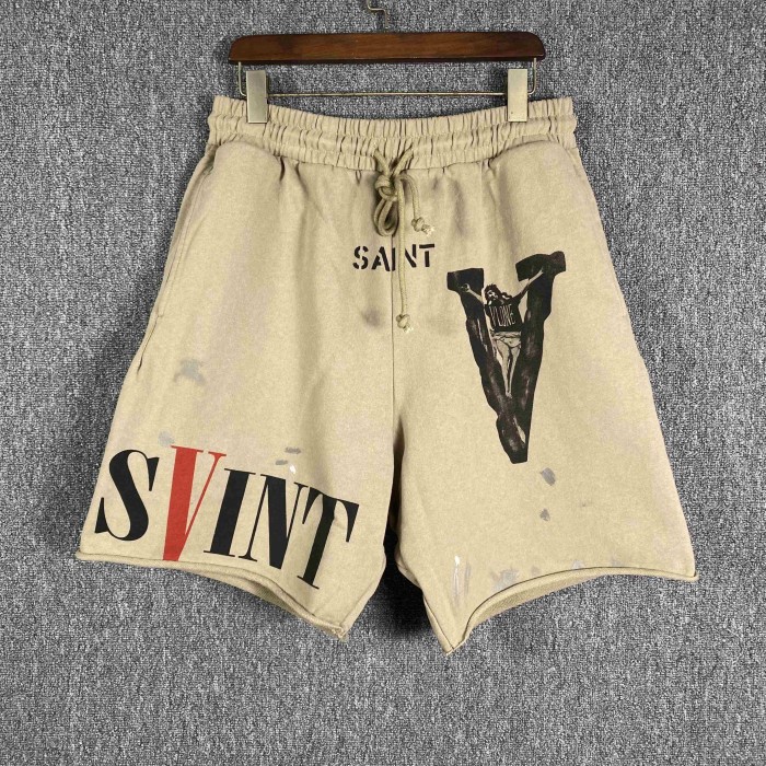 1:1 quality version Jesus big V washed shorts 2 colors