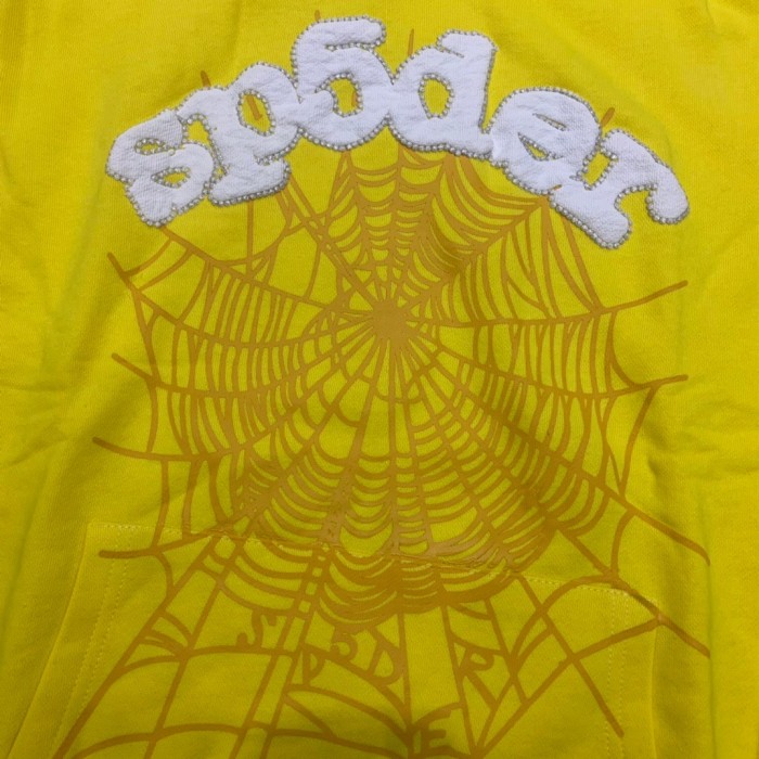 Young Thug Sp5der-White letters yellow hoodie