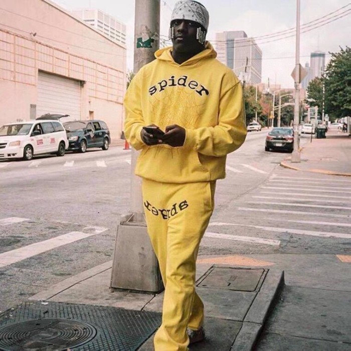 [buy more save more]  Young Thug Sp5der Yellow pants with white letters
