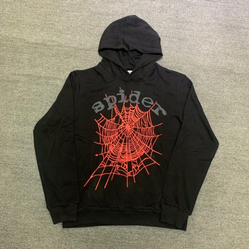 [buy more save more]Young Thug Sp5der-Black letters, red cobweb, black hoodie