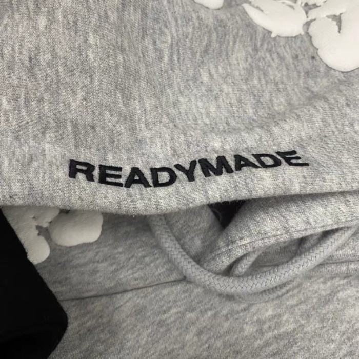 Foam Print Black Embroidered Letter Hoodie