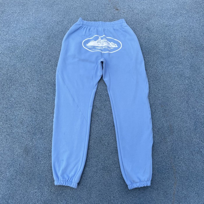 1:1 quality version Corteiz logo hoodie & pants light blue