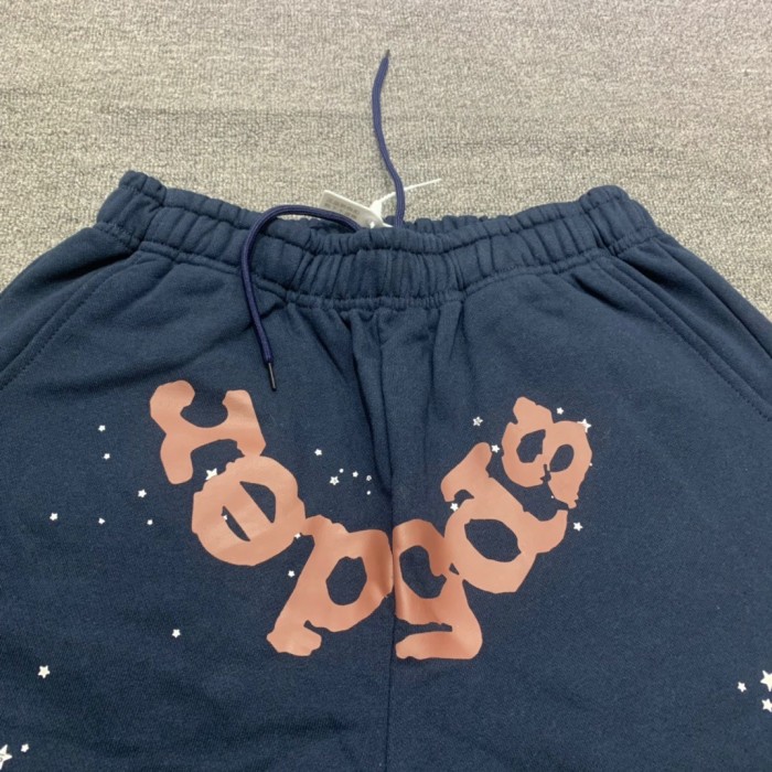 Red letters printed dark blue pants