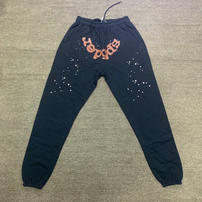 Red letters printed dark blue pants