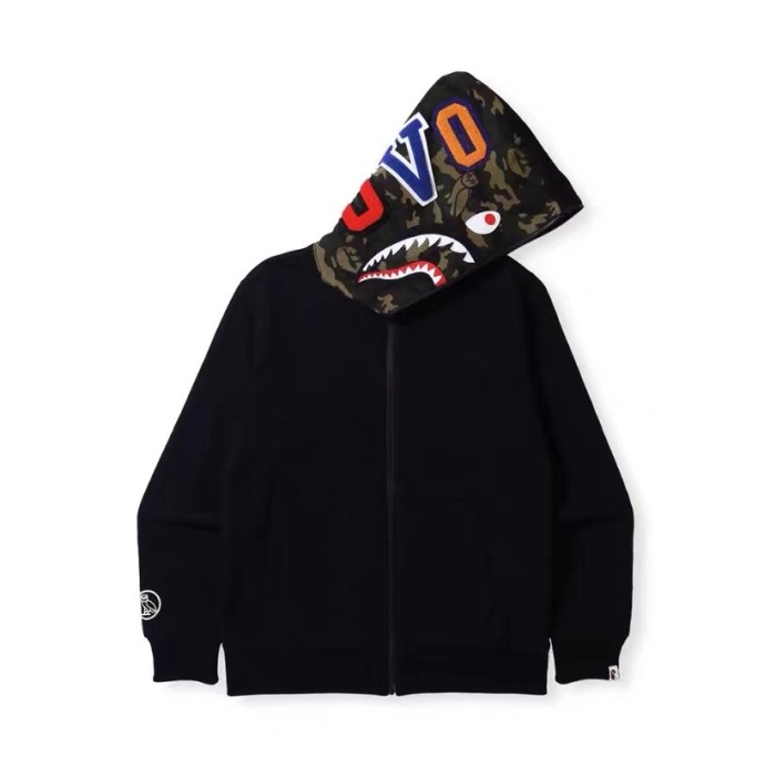 [buy more save more] B@pe OvO big logo camo two-sided shark full zip hoodie 2 colors