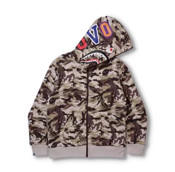 [buy more save more] B@pe OvO big logo camo two-sided shark full zip hoodie 2 colors