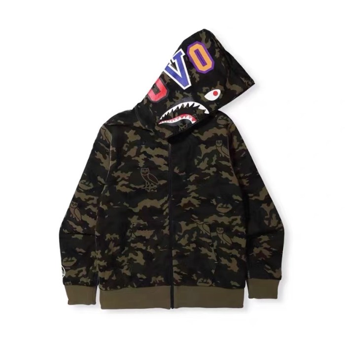 [buy more save more] B@pe OvO big logo camo two-sided shark full zip hoodie 2 colors