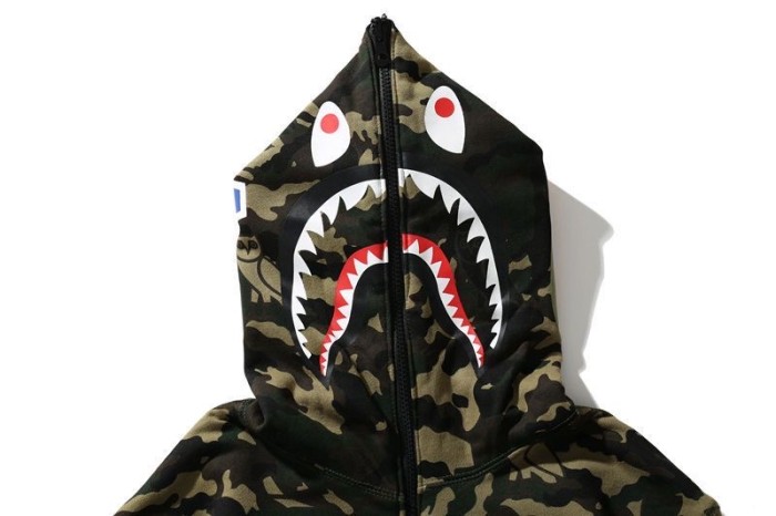 [buy more save more] B@pe OvO big logo camo two-sided shark full zip hoodie 2 colors