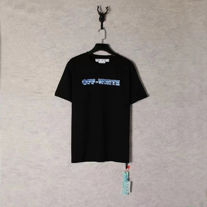 [buy more save more] Blue stereo letter short sleeve