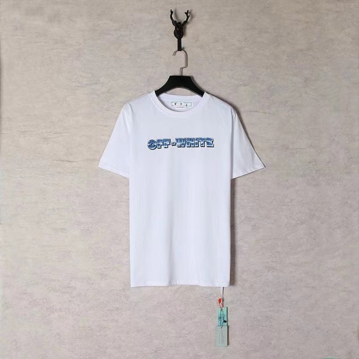 [buy more save more] Blue stereo letter short sleeve