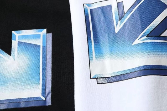 [buy more save more] Blue stereo letter short sleeve