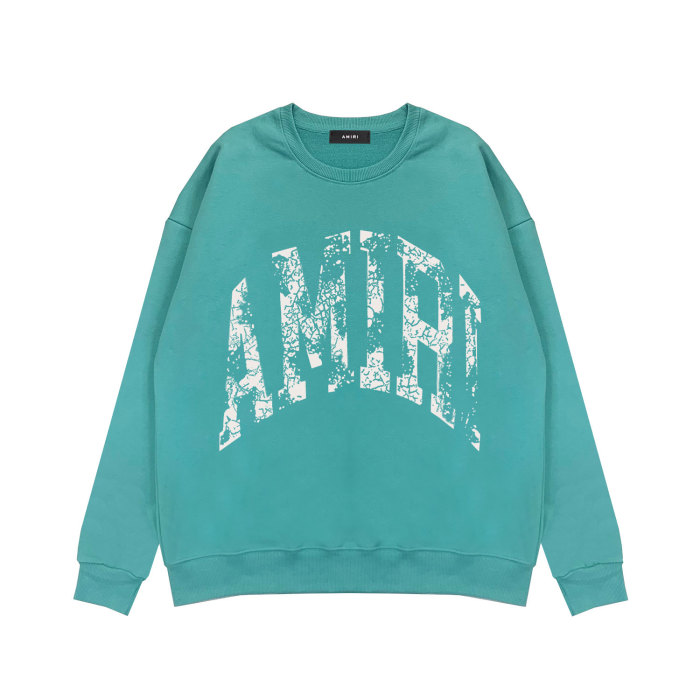 Mottled hollow letter print round neck sweatshirt