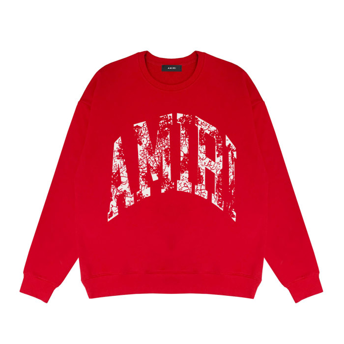 Mottled hollow letter print round neck sweatshirt
