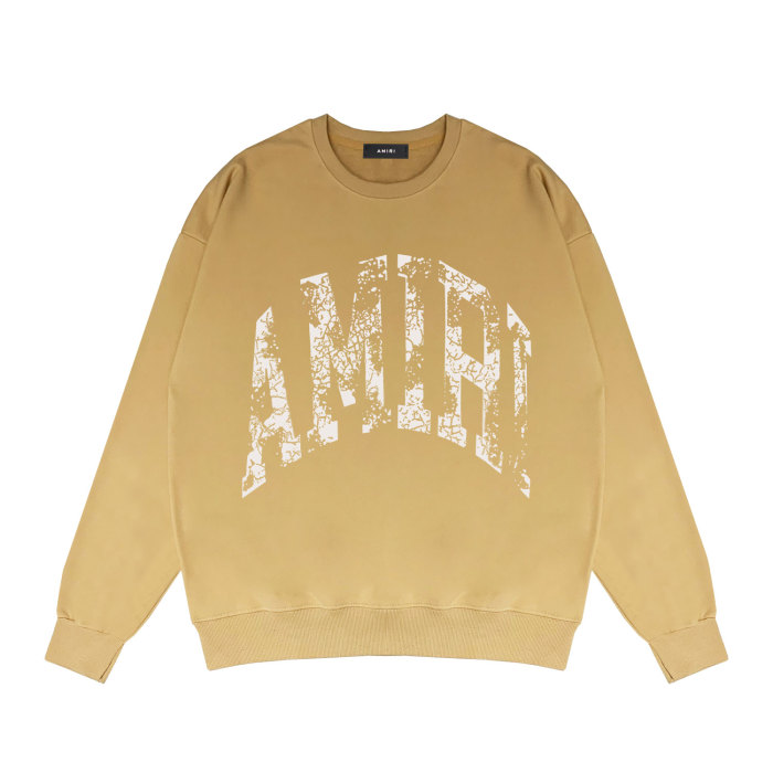 Mottled hollow letter print round neck sweatshirt
