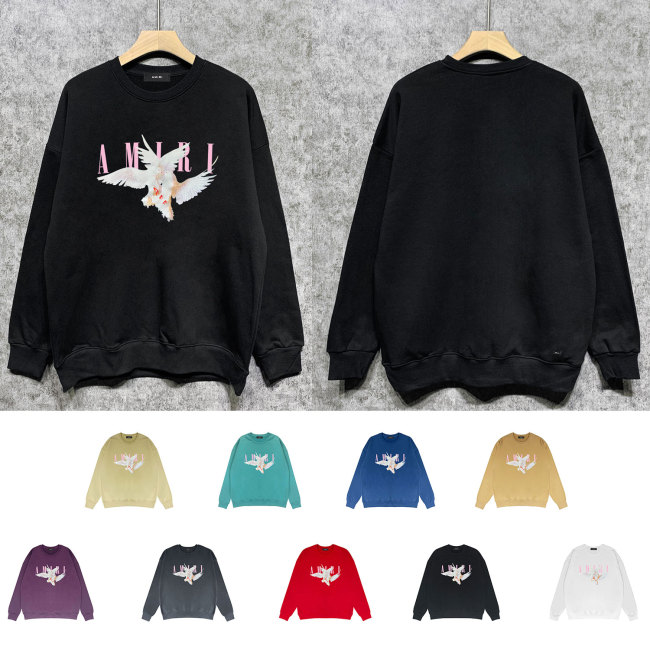 [buy more save more]Pink word peace dove print round neck sweatshirt 21152724