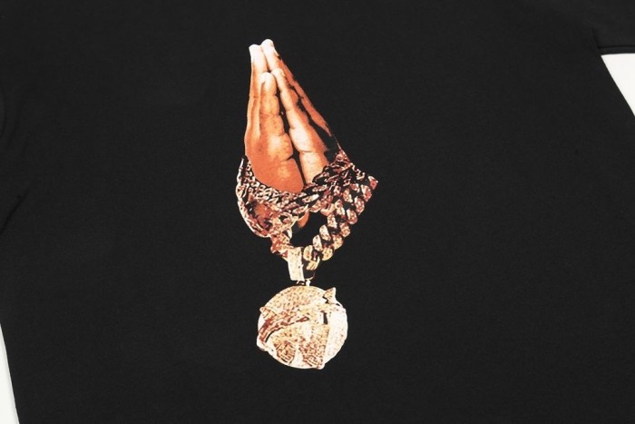 Pop smoke Diamond-studded pendant short sleeves