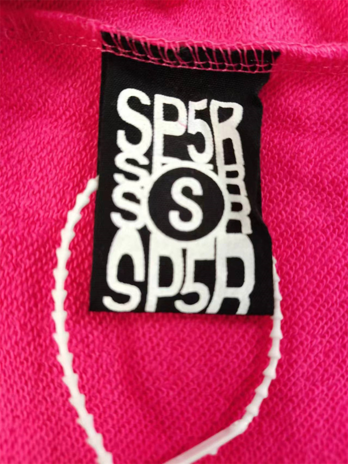 Young Thug Sp5der-Pink hoodie with white dots and black letters