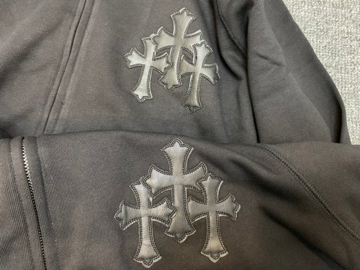 1:1 quality version Leather cross zipper hoodie