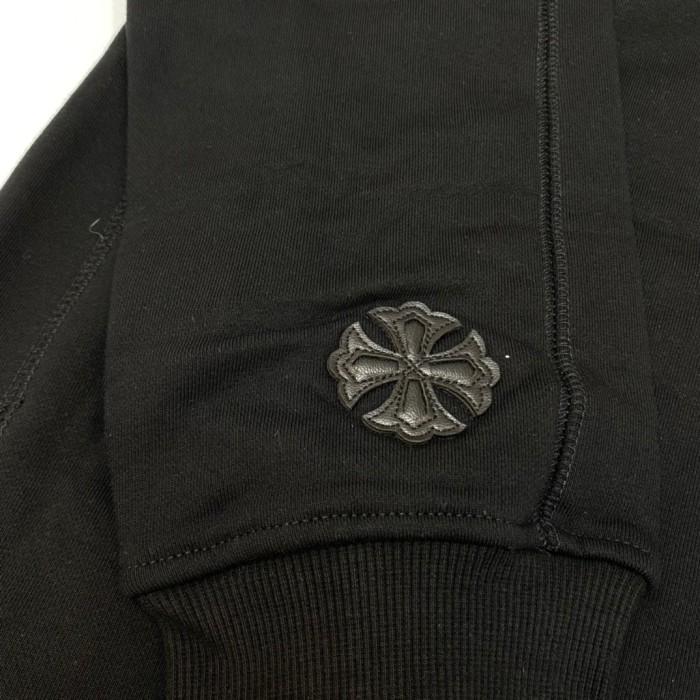 1:1 quality version Embroidered monogram leather zippered hoodie 2 colors