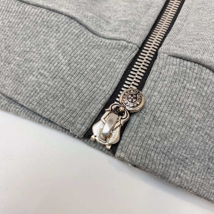 1:1 quality version Embroidered monogram leather zippered hoodie 2 colors