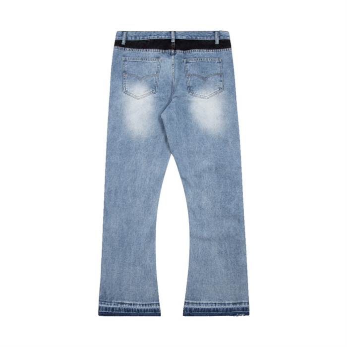 [buy more save more]  Knee Embroidered logo side striped flared jeans 2 colors