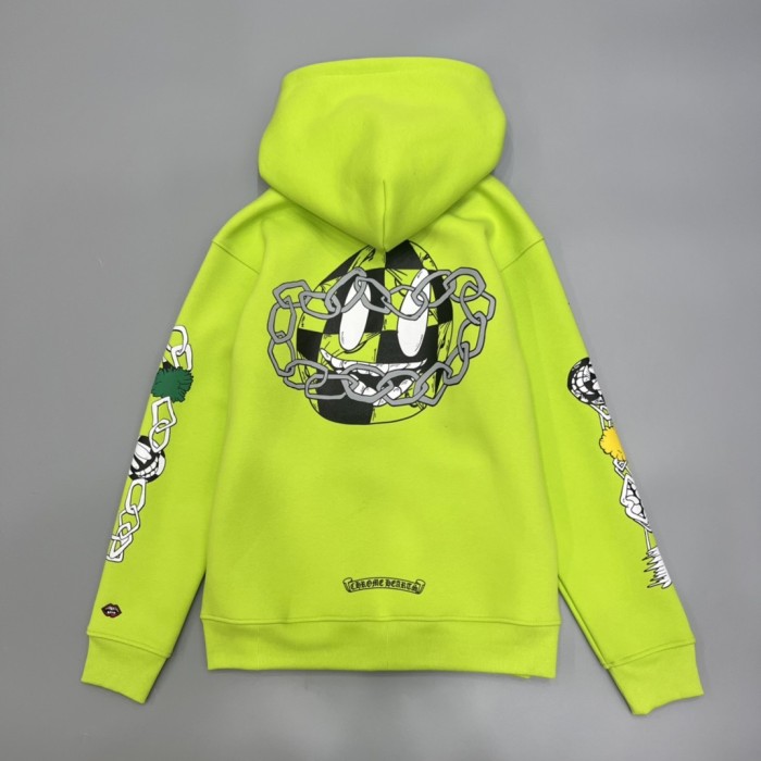 1:1 quality version Chain Football Zipper hoodie fluorescent green