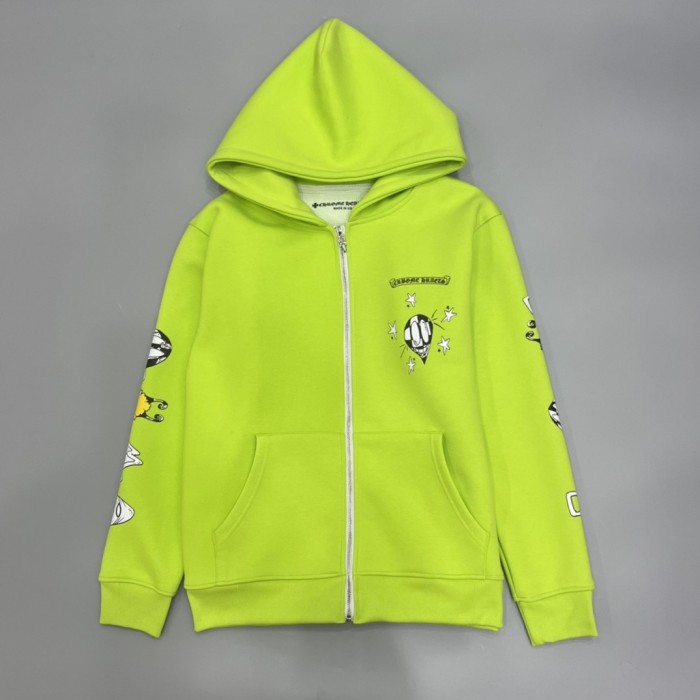 1:1 quality version Chain Football Zipper hoodie fluorescent green