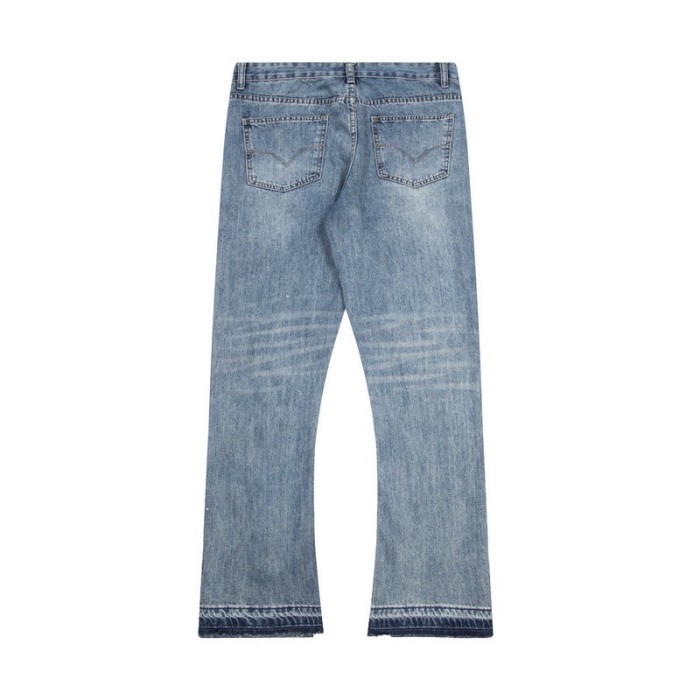 Splicing damage washed flared pants