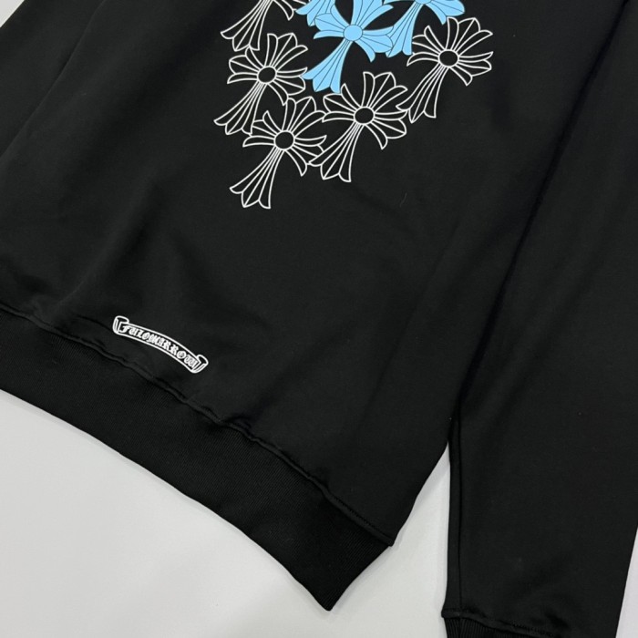 1:1 quality version Rhombus Blue Cross Crew Neck Pullover Sweatshirt