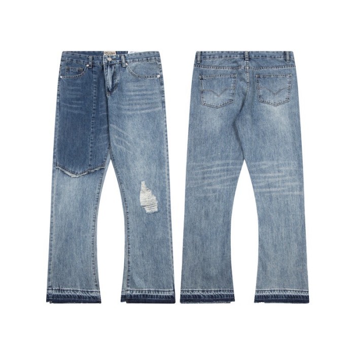 Splicing damage washed flared pants