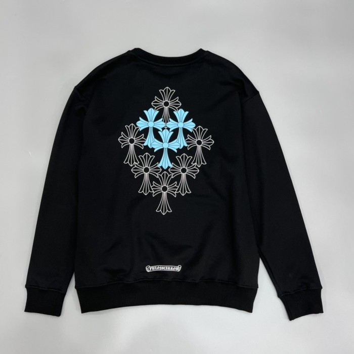 1:1 quality version Rhombus Blue Cross Crew Neck Pullover Sweatshirt